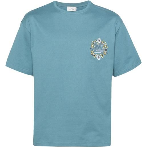 ETRO t-shirt con ricamo pegaso - blu