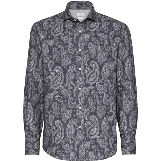 Brunello Cucinelli camicia con stampa paisley - nero