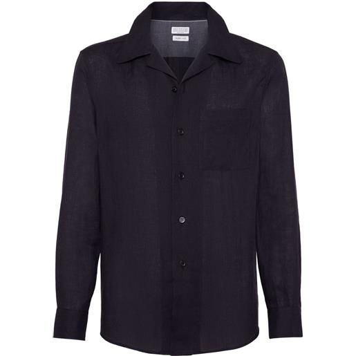 Brunello Cucinelli camicia con revers a lancia - nero