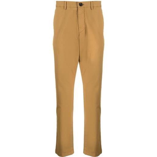 PS Paul Smith pantaloni dritti con ricamo logo in cotone biologico - marrone