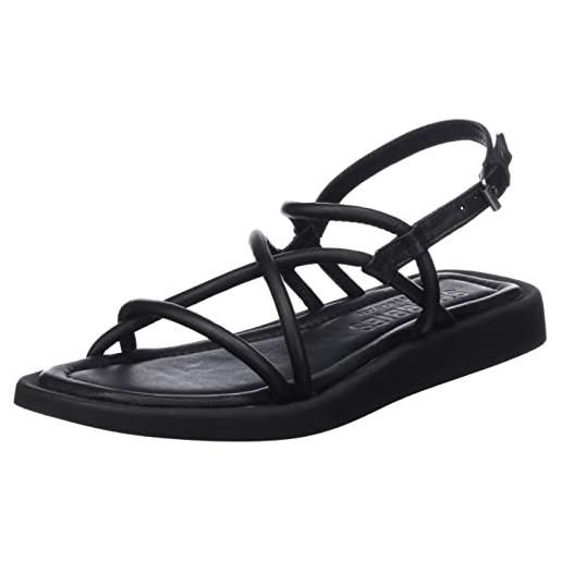 Shabbies Amsterdam shs1360-sandalo in morbida nappa, sandali piatti donna, nero, 42 eu