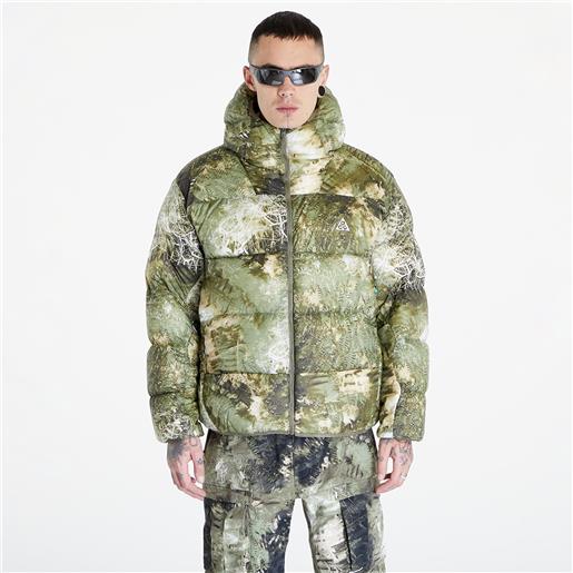 Nike acg lunar lake allover print puffer jacket unisex oil green/ medium olive/ reflective silv