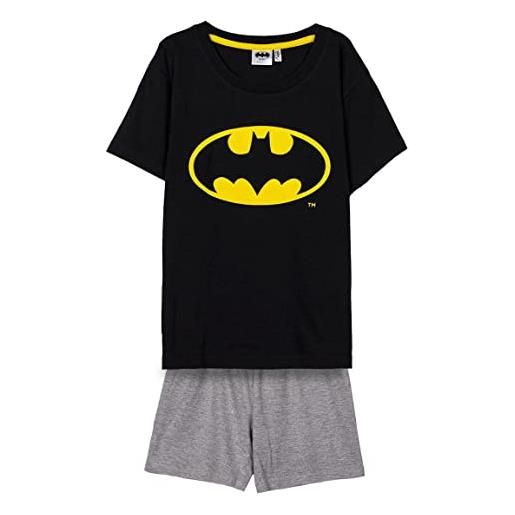 CERDÁ LIFE'S LITTLE MOMENTS pigiama estivo di batman per bambini - nero e grigio - 10 anni - pigiama corto elaborato in cotone 100% - logo stampato - prodotto originale ideato in spagna