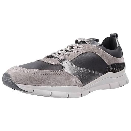 Geox d sukie b, sneakers donna, grigio/nero (dk grey/black), 36 eu
