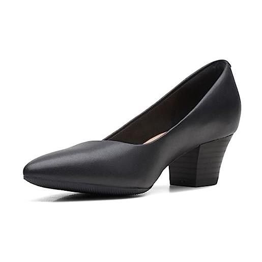 Clarks teresa step, scarpe décolleté donna, effetto pelle scamosciata nera, 38.5 eu