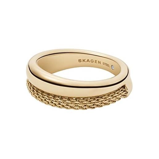 Skagen anello da donna merete, l: 8,7 mm anello in acciaio inossidabile dorato, skj1601710
