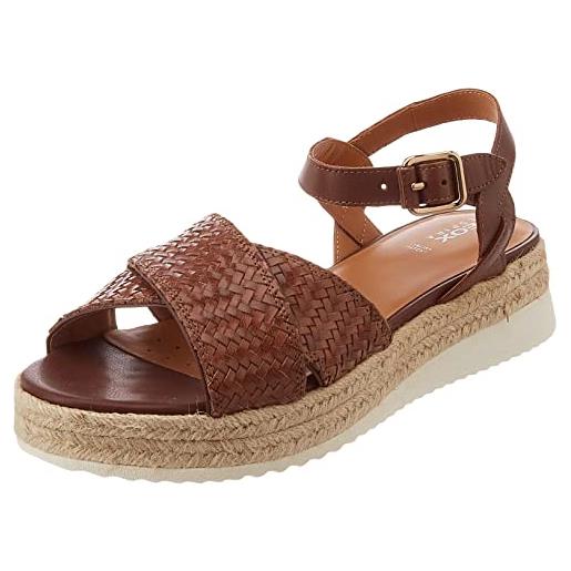 Geox eolie, sandalo con zeppa espadrillas donna, nero, 39 eu