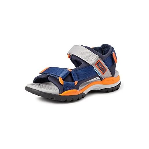 Geox j borealis boy a, sandali bambini e ragazzi, blu/arancione (navy/orange), 30 eu