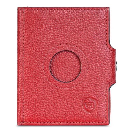 VON HEESEN slim wallet, colore: rosso, mini münzfach, mini scomparto per monete (con scomparto airtag)