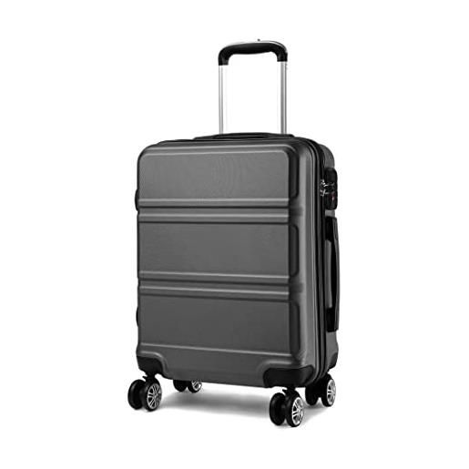 KONO valigia media 65cm rigida abs trolley da 24 pollici leggero e resistente con 4 ruote rotanti valigie, grigio