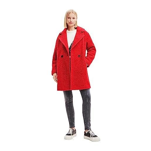 Desigual cappotto_london woman woven overcoat, colore: rosso, s donna