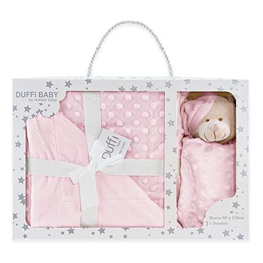 Baby Bites duffi baby 0775-06 - dou dou. Orsetto + coperta luxe double face (2 pezzi) 80 x 110 cm, per bambine, colore: rosa