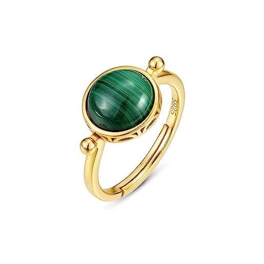 AVFORA anello in argento sterling 925 con malachite e collana di malachite set di gioielli verdi vintage per regalo da donna