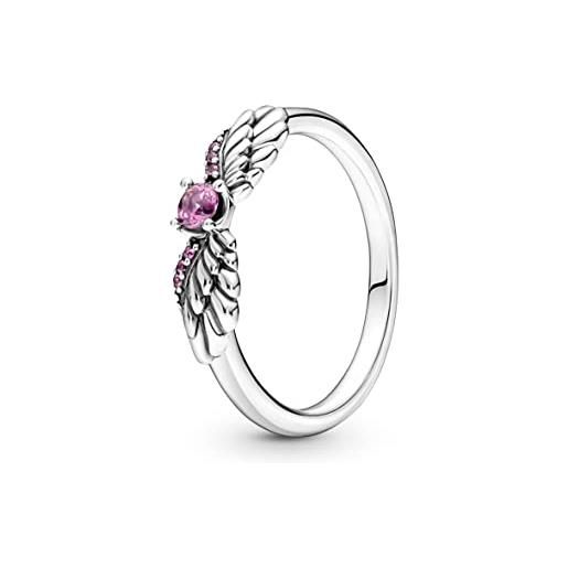 Pandora anello ali d'angelo con pietra rosa 198500c02-56