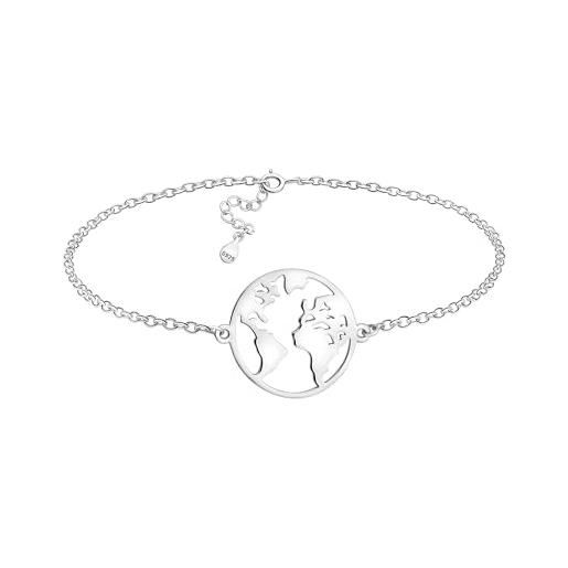 Sofia milani - bracciale da donna in argento 925 - ciondolo a mappa del mondo viaggio - 30175