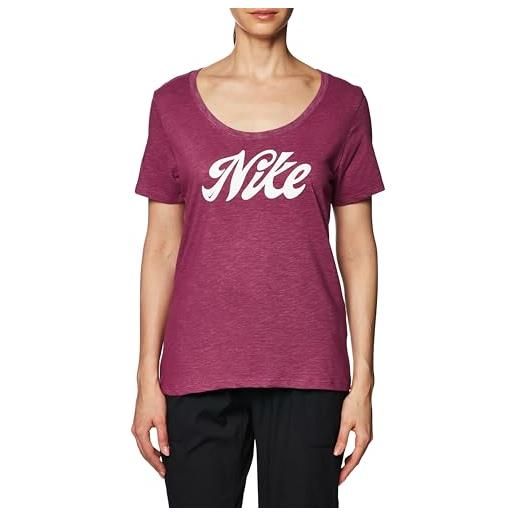Nike w nk df tee script, t-shirt donna, rosewood/pure platinum/htr/white, m