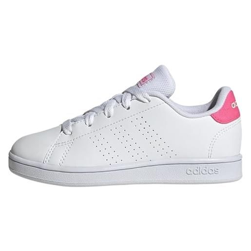 adidas advantage lifestyle court lace shoes, sneaker unisex - bambini e ragazzi, ftwr white ftwr white better scarlet, 29 eu