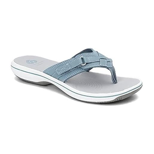 Clarks brezza mare, infradito donna, blu grigio sintetico, 39 eu