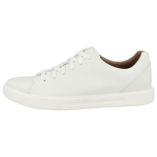 Clarks un costa lace scarpe da ginnastica basse da uomo, bianco (white leather), 42 eu