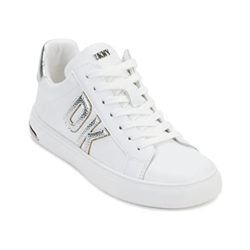 DKNY abeni lace-up sneakers in pelle, scarpe da ginnastica donna, bianco, 38 eu