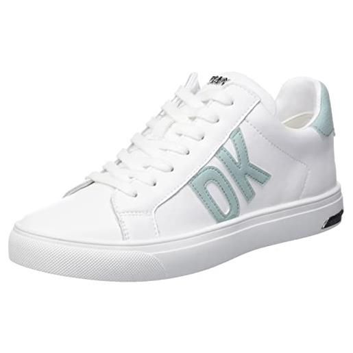 DKNY abeni lace-up sneakers in pelle, scarpe da ginnastica donna, white sage, 37.5 eu