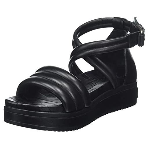 Shabbies Amsterdam shs1407-sandalo in morbida nappa, sandali piatti donna, nero, 36 eu