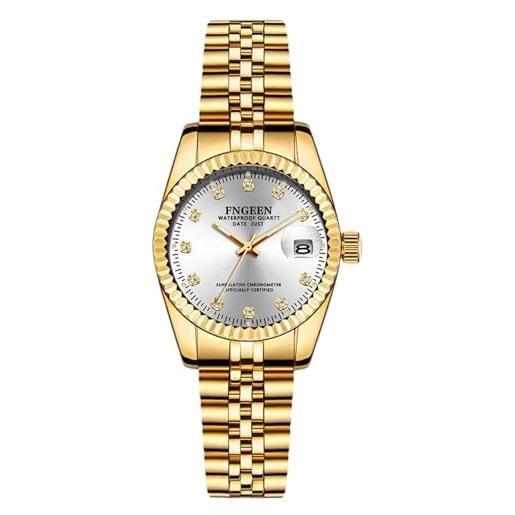 RORIOS orologio da polso coppia quarzo orologi uomo donna orologio lavoro acciaio inossidabile orologio elegante impermeabile orologio luminosi analogico oro bianco b