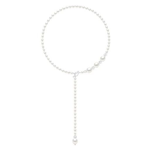 PEARLS & COLORS NATURAL FINE PEARLS pearls & colors - collana autentiche perle d'acqua dolce barocche 4-5 e 11-12 mm - qualità aaa+ - cristallo preciosa - argento 925 - gioielli per donna