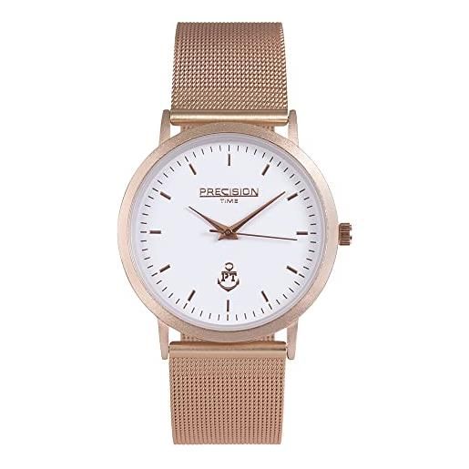 Precision Time orologio pt1501 - modello dinghy - combina il minimalista colore oro rosa cassa con un cinturino in maglia in oro rosa anche, un risultato moderno ma sottile, oro, 39mm, bracciale