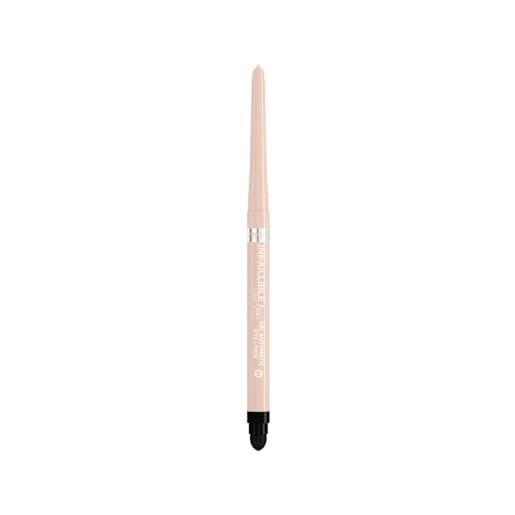 L'Oréal Paris matita automatica in gel, tratto sfumabile, tenuta fino a 36h, finish illuminante, sfumino integrato, no transfer, infaillible 36h grip liner, tonalità: bright nude