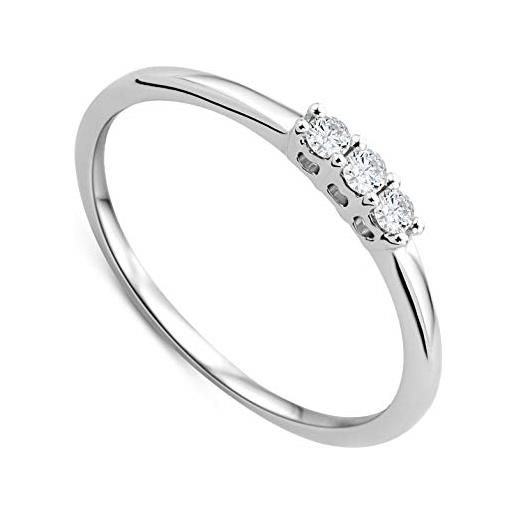 OROVI anello donna trilogy con diamanti taglio brillante ct 0.09 in oro bianco 9 kt 375