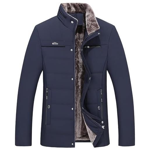 Yeooa uomo slim standing collar winter coat jacket regular fit impermeabile antivento elegante business casual dress leggero addensato giacca calda (blu, xl)