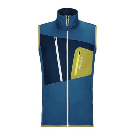 ORTOVOX fleece grid vest m, canottiera uomo, heritage blue, xl