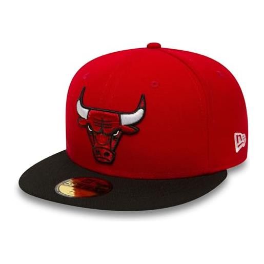 New Era - basic chicago bulls, berretto da uomo, red black, 7 7/8