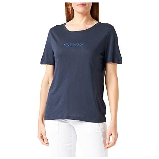 Geox maglietta a maniche corte t-shirt, blu scuro, s donna