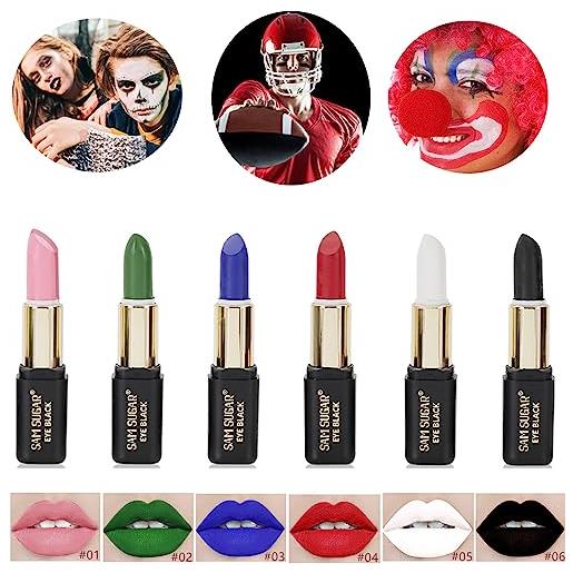 KTouler 6 colours eye black stick make up for sports, face body paint, easy application, skin-friendly, multifunction, sport/festival/daily/party makeup
