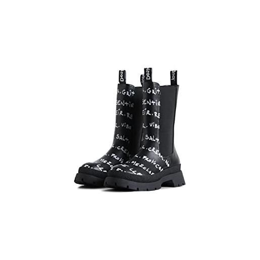 Desigual scarpe chelsea high_lette, snow shoe donna, nero, 38 eu