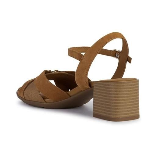 Geox d new marykarmen b, sandali con tacco donna, sabbia lt gold, 39 eu
