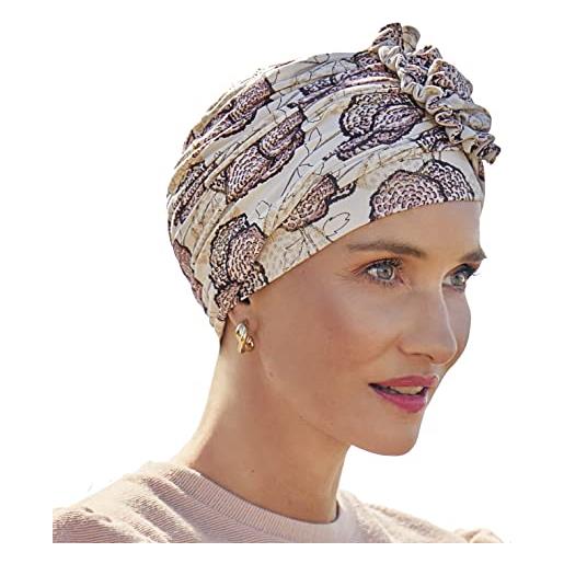 Christine headwear turbante di loto stampato fascia per la testa, blooming pinks, taglia unica donna