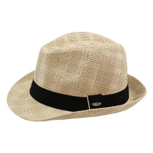 Carnavalife fedora borsalino trilby cappello panama estivo spiaggia alca corta moda unisex lu-255-marrone 58
