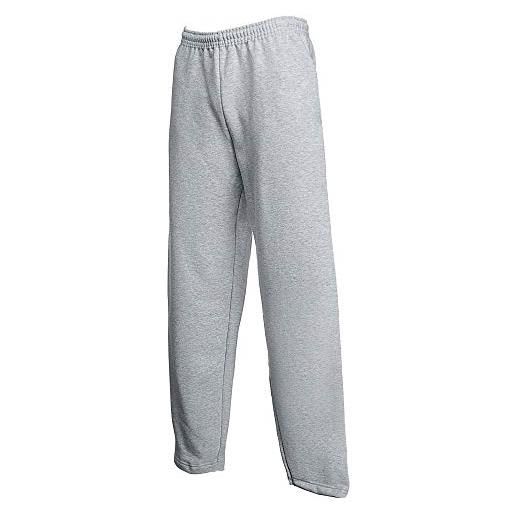 Fruit of the loom pantaloni da uomo, senza elastico alla caviglia, stile casual, ideali per fare jogging heather grey large