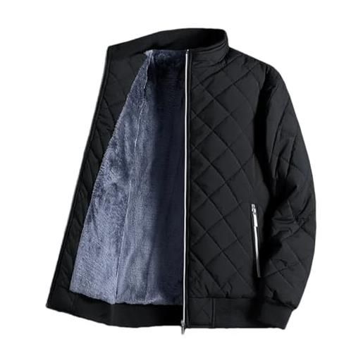 Adhdyuud giacche imbottite in cotone da uomo invernali spesse cappotti caldi giacca trapuntata leggera streetwear, nero , xxl