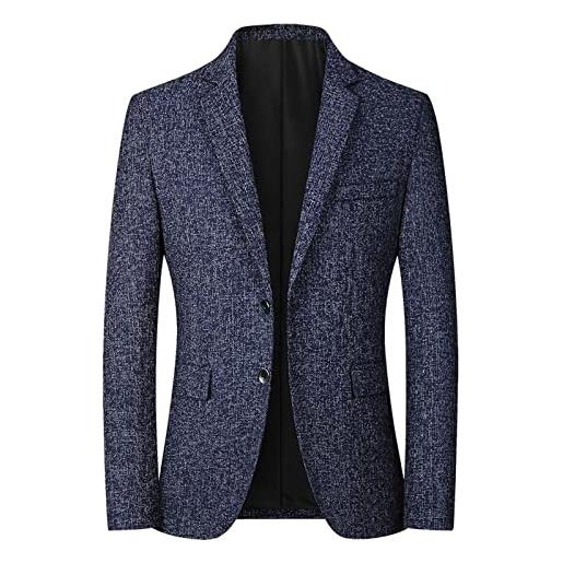 Dinnesis tweed sakko - giacca da uomo vintage - blazer da uomo, slim fit, grigio, in inglese, classico, per il tempo libero, formale, business, monopetto, blu marino, xxxl