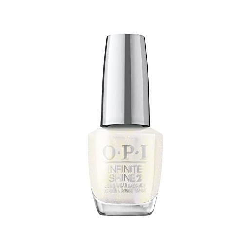 OPI infinite shine, smalto per unghie a lunga durata, jewel be bold collection, snow holding back, bianco shimmer, 15ml
