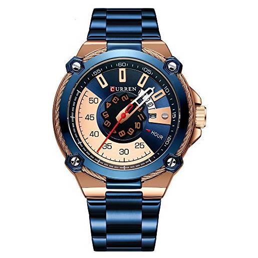 Curren 8345 - orologio da polso da uomo, con lancette luminose, al quarzo, colore: blu
