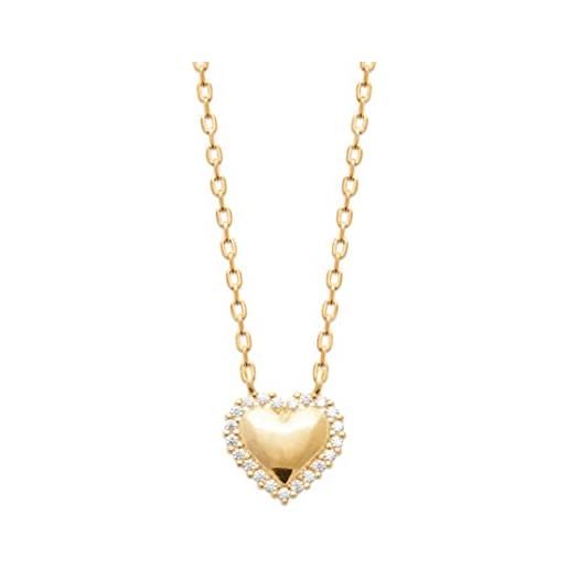 Tata Gisèle collana a catena placcata oro 18 carati, con ciondolo a forma di cuore circondato da ossido di zirconio, sacchetto di velluto in omaggio, zirconia