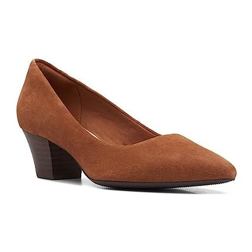 Clarks teresa passo, scarpe décolleté donna, pelle scamosciata marrone scuro, 39.5 eu