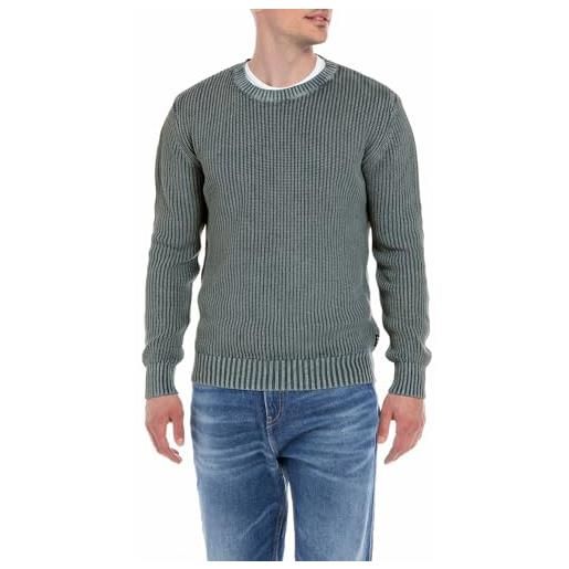 Replay maglione lavorato a maglia da uomo in cotone, beige (tortora chiaro 982), xxl
