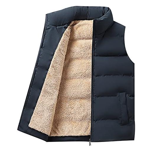 Peuignao gilet pile uomo imbottito invernale giubbotto giubbino giacca smanicato gilet imbottiti fleece uomo invernali giacche senza maniche gilet trapuntato puffer oversize pesante uomo taglie forti blu 4xl