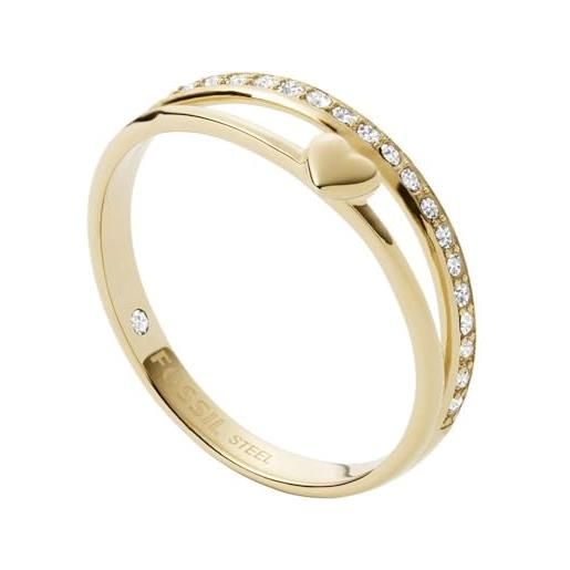 Fossil anello da donna vintage iconic, altezza: 4,3 mm anello in acciaio inossidabile dorato, jf03750710